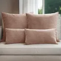 Selfitex 4er Set Cord Sofakissen 2X 30x50 + 2X 50x50, Couchkissen inkl. Füllkissen, samtiger Kissenbezug mit weicher Kissenfüllung, Flauschige Dekokissen für Wohn- & Schlafzimmer (Navares)