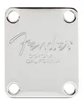 Fender® »AMERICAN SERIES 4-BOLT BASS NECK PLATE WITH "FENDER CORONA" STAMP« Halsplatte für E-Bass - 4-Loch - Farbe: Chrome