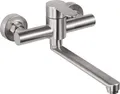 Wandarmatur, 360° drehbare Edelstahlarmatur, Küchenwandarmatur, Kalt- und Warmwasser-Einhebelmischbatterie Wandmontage, Schwenkarm 23 cm, gebürstet