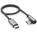 deleyCON 0,30m USB C Kabel 1x 90° Gewinkelt PD3.0 (60W Schnellladekabel) Kurzes 30cm USB-C zu USB-C Ladekabel für iPhone 17 16 15 Pro Max Air, S26 S25 S24 Pixel iPad Pro MacBook Air Tablets Switch PS5