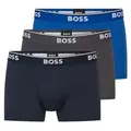 BOSS 3P Cotton Stretch Trunks Grau/Blau Baumwolle Large Herren