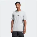 adidas Sportswear T-Shirt ESSENTIALS 3-STREIFEN SINGLE JERSEY mit Rundhalsausschnitt, aus Baumwolle, weiches Single Jersey grau M (48/50)