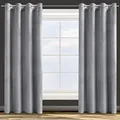 Design91 Samtvorhang Ösen Ösenschal Blickdichte Vorhänge Samt Velours 140x250 Samtvorhänge ROSA (Silber)