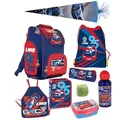 Jungen Schulranzen 1. Klasse Tornister Disney Cars Lightning Mc Queen 9-teiliges Set mit Schultüte - Blau