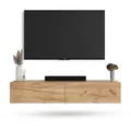 Planetmöbel West TV-Schrank, Fernsehtisch 160 cm lang, TV-Board hängend oder stehend, Fernsehschrank für Wohnzimmer, TV Möbel 37,8 x 160 x 30 cm, Gold Eiche