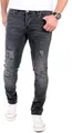 Reslad Jeans Herren Destroyed Look Slim Fit Denim Strech Jeans-Hose RS-2062 Schwarz W34 / L34