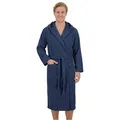 Laynenburg Herrenbademantel Bademantel Herren mit Kapuze aus 100% Baumwolle Frottee, mit Gürtel, aufgesetzten Taschen, Waden-lang für Spa, Sauna, M-XXXL blau XXXL
