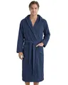 LAYNENBURG Bademantel Herren Frottee aus 100% Baumwolle - OEKO TEX Standard - weicher Morgenmantel waden-lang mit Kapuze, Bindegürtel und aufgesetzten Taschen - für Sauna & Zuhause (XXXL blau)
