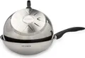 KLAMER Edelstahl-Wok 28cm, antihaftbeschichtete Induktions-Pfanne, mit hohem Rand, Premium Beschichtung, hochwertiger Profi-Wok