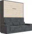 SMARTBett Schrankbett M1 140x200 Vertikal Antraciet/Kaiser Eiche mit Sofa