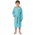 Laynenburg Kinderbademantel Frottee Bademantel für Kinder mit Kapuze aus 100% Baumwolle, in den flauschigen Größen von 110 - 176 für Mädchen, Junge, Teenager blau 134/140