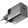 deleyCON Ladegerät USB A und C (2 Port - Kompaktes 45W Schnellladegerät) Netzteil für iPhone 16/15/14/13 Galaxy S25/S24/S23 Pixel Handy iPad Tablet MacBook Laptop Notebook USB Charger - Schwarz