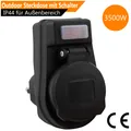 Steckdosen Adapter + Schalter IP44 Outdoor Camping Garten Außen Schuko Steckdose