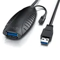 CSL - 10m USB 3.2 Repeaterkabel Verlängerungskabel aktiv - 10 Meter - USB 3.2 Gen1 - Repeater Verlängerung Verstärker Kabel – für Drucker Tastatur Scanner UVM- komp. USB 2.0 USB 3.0 USB 3.1