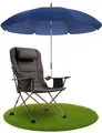 STYNGARD Stuhl Sonnenschirm für Liegestuhl mit UV Schutz 50+ / 120 cm Kuppelmaß mit Überhang - Klemm Sonnenschirm Campingstuhl - Schirm für Stuhl mit Universal-Klemme Modell SAN FRANCISCO (blau)