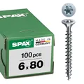 SPAX Universalschraube, 6,0 x 80 mm, 100 Stück, T-STAR plus, Senkkopf, Vollgewinde, 4CUT, WIROX A3J, 1191010600803