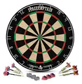 Stagecaptain DBS-1715 Bullseye Pro Dartscheibe mit Pfeilen - Profi Steeldartscheibe aus Sisal - Dartboard mit extra dünnen Drähten - Dart Scheibe mit 6 Dartpfeilen und 4 Sets Flights