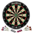 Stagecaptain Dartscheibe DBS-1715 BullsEye Pro, (Dartboard-Set, 18-tlg., inkl. 6 Dartpfeilen und 12 Flights), Steeldartscheibe aus Sisal mit dünnen Drähten