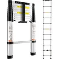 VEVOR 3,2m Teleskopleiter Rutschfester Klappleiter 48x9,5x76,5cm Stehleiter Ein-Knopf-Rückzug Mehrzweckleiter Aluminiumlegierung 170kg Belastbarkeit Ideal für Hausreparaturen Dekoration Wandanstrich