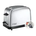 Russell Hobbs Toaster [für 2 Scheiben] Victory Edelstahl (extra breite Toastschlitze, 6 Bräunungsstufen + Auftau- & Aufwärmfunktion, Schnell-Toast-Technologie, 1670W) 23311-56
