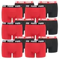 PUMA 12 er Pack Boxer Boxershorts Men Herren Unterhose Pant Unterwäsche, Farbe:786 - Red/Black, Bekleidungsgröße:L