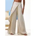 French Connection Loungehose, mit Leinen-Anteil, in weit fließendem Lagenlook beige 36/38