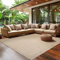 SIMPEX Outdoor Teppich Wetterfest Terrasse Balkon Garten Küchenteppich Einfarbiges Design Flachgewebe Sisal Look Waschbarer Teppich, Größe: 60 x 100 cm, Farbe: Beige