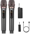 ALPOWL Kabelloses Mikrofon, Professionelles kabelloses Dual-Mikrofon, kabelloses Mikrofonsystem für Karaoke, Wiederaufladbarer Empfänger für Sprachverstärker für Hochzeit. (WXM-B, Black)
