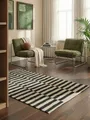 Hanse Home Wollteppich Vika - Natur Wohnzimmerteppich - Handgewebt & Natürlich - Streifen Design Wolle Modern für Wohnzimmer, Schlafzimmer, Esszimmer, Flur - Schwarz Natur Weiß, 160x230cm