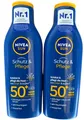 2x NIVEA SUN  Schutz & Pflege, LSF 50, Sonnenmilch/Wasserfest (2x200ml)