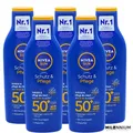 5 x NIVEA SUN Schutz & Pflege Sonnenmilch LSF 50+ Sonnencrem Wasserfest 200ml