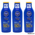 3 x NIVEA SUN Schutz & Pflege Sonnenmilch LSF 50+ Sonnencrem Wasserfest 200ml