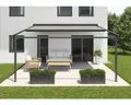 SOLUNA Pergola mit Stoffdach 3,5x4,5 Stoff Dessin S1469 Gestell RAL 7016 anthrazitgrau Antrieb Rechts inkl. Motor, Wands
