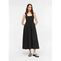 comma Midikleid Kleid Kleid im Fabricmix mit Popeline-Rock und Eingrifftaschen schwarz 46 EU