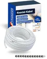 SCHWAIGER Koaxialkabel 25 m I SAT-Kabel & Antennen-Kabel mit 135dB Schirmungsmaß I 8,2mm Koaxial-Kabel für SAT- & Kabelfernsehen I 5-fach geschirmt & witterungsbeständig I inkl. 12 F-Stecker
