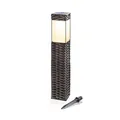 Esotec Solar Standleuchte, Rattan Geflecht, LED, Akku, gleichmäßige Lichtverteilung, Gartenleuchte, Solarlaterne, Wegeleuchte, Solarlichter, wetterfest, Metall, braun, IP34, außen, 102073