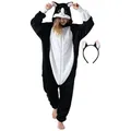 Corimori Partyanzug Flauschiges Katzen-Kostüm für Erwachsene,  Karneval Kostüm Onesie für, Jumpsuit, Pyjama, Fasching, Kigurumi, Tierkostüme, Katze "Balou" schwarz S (Körpergröße 150-160 cm)