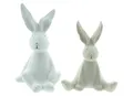 Dekoleidenschaft Dekofigur "Häschen" aus Porzellan in beige und weiß, Osterhase, Osterdeko (2 St., im Set), Osterfigur Hase 15 + 19 cm hoch, Figurenset