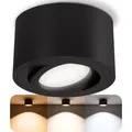 SSC-LUXon CELI-1BM Aufbauspot LED flach schwenkbar - mit wechselbarem LED Modul 4W 230V - Aufbaustrahler schwarz rund - Schwarz