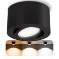 SSC-LUXon CELI-1BM Aufbauspot LED flach schwenkbar - mit wechselbarem LED Modul 4W 230V - Aufbaustrahler schwarz rund