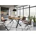Esstisch Mango 180x90x76 natur lackiert / Epoxid schwarz, ausgestellte X-Beine anthrazit matt EPOXY