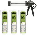 Petec 3x Scheiben- & Karosseriedichtmasse Weiß 310ml + Ausdrückpistole
