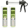 Petec 2x Scheiben- & Karosseriedichtmasse Weiß 310ml + Ausdrückpistole