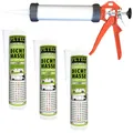 Petec 3x Scheiben- & Karosseriedichtmasse Weiß 310ml + Ausdrückpistole