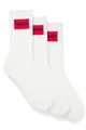 HUGO Herren 3P QS RIB LABEL CC Dreierpack kurze Socken mit rotem Logo-Label Weiß 39-42