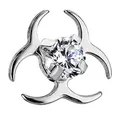Piercingfaktor Aufsatz für Dermal Anchor Piercing Hautanker Implantat Skin Diver Strass Kristall Biohazard Symbol Silber
