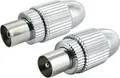 Schwaiger Koaxial Stecker Set KST1525 531 verchromt, 1x Koax Stecker + 1x Koax Buchse