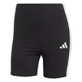 adidas Damen Essentials 3-Stripes High Waisted Biker Tights, Black/White, XS