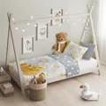 texpot Kinderbettwäsche Set 100 x 135 + 40 x 60 cm mit niedlichen Druckmotiven 100% Baumwolle Reißverschluss pflegeleicht (Maus)