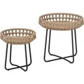 Outsunny Rattan-Beistelltisch Stahl  PE-Rattan 56 x 55H cm Braun